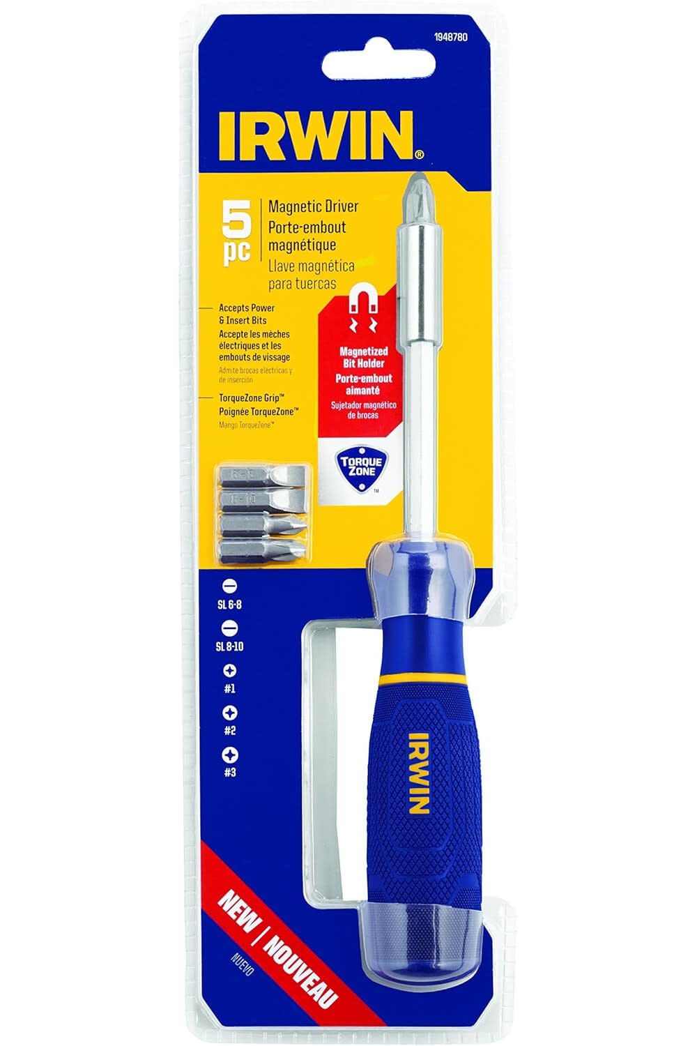 Irwin 5-Piece Slotted/Philips Muti-Bit Magnetic Screwdriver, large image number 3