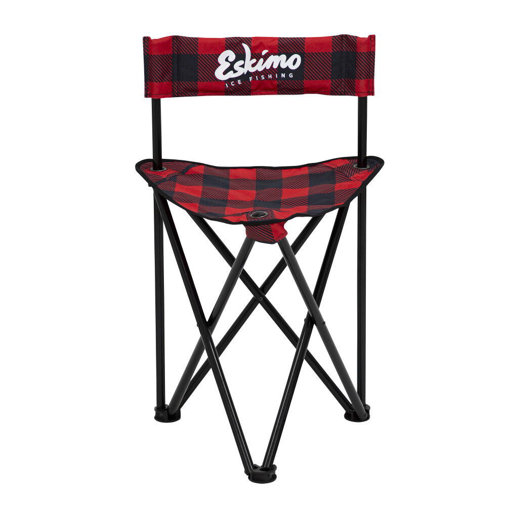 Eskimo Folding Ice Fishing Chair with 600 Denier Plaid Pattern