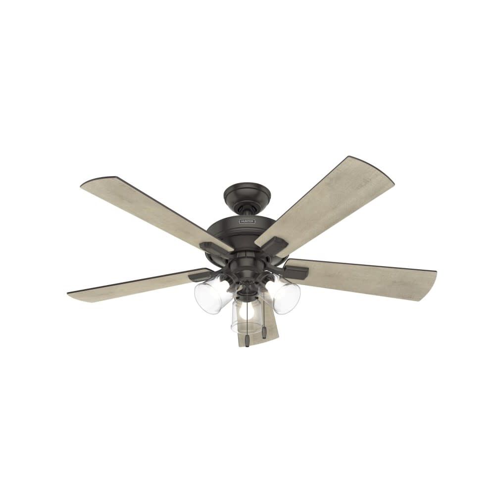 Hunter Fan Crestfield Ceiling Fan 52In Bronze Bleached Grey Pine