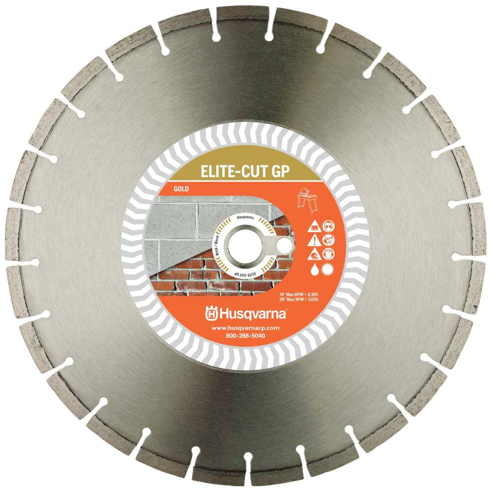 Husqvarna Construction ELITE-CUT GP Silent Core 14 Inch Segmented Diamond Blade for Brick and Block, large image number 1
