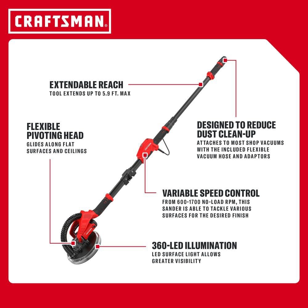 CRAFTSMAN 9 Inch 6.25 Amp Drywall Sander, large image number 7
