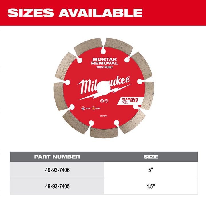 Milwaukee Diamond Max 5 Inch Segmented Rim Diamond Tuck Point Blade for Mortar, large image number 4