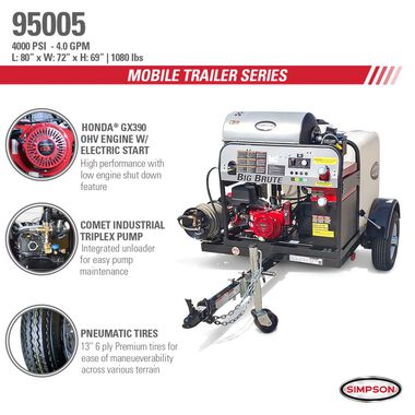 Simpson Hot Water Professional Gas Pressure Washer Trailer 4000 PSI, large image number 6