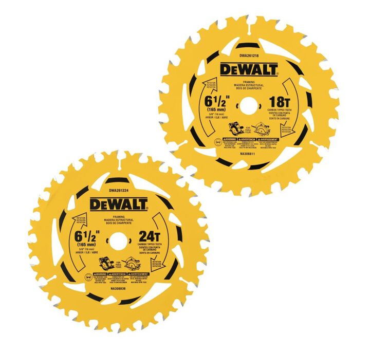 DEWALT 6-1/2-Inch 18/24T Circular Saw Blade Combo Pack 2 Pieces