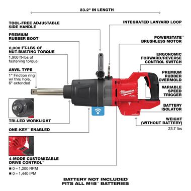 Milwaukee M18 FUEL 1inch D Handl Impact Wrench ONE KEY (Bare Tool) 2869-20  - Acme Tools