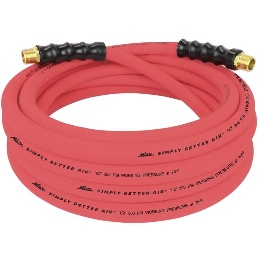 Milton ULR 1/2in ID x 25' (1/2in MNPT) Ultra Lightweight Rubber Air Hose for Extreme Environments, large image number 2