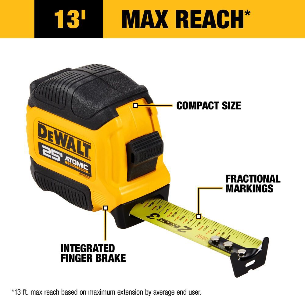 DEWALT ATOMIC Compact Series 25' Tape Measure, large image number 3