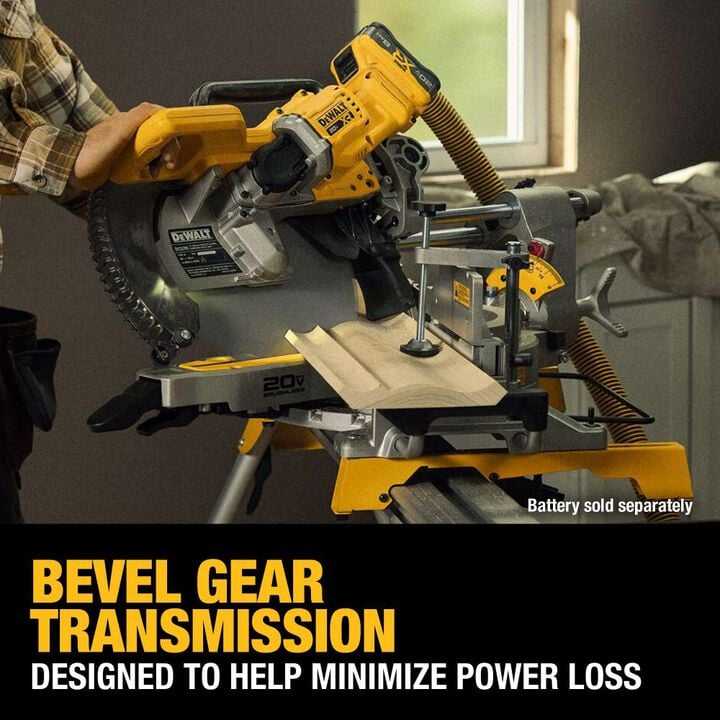 DEWALT 20V MAX XR Double Bevel Sliding 12 Inch Miter Saw with 8 Ah Battery Lithium-ion and Charger Kit, large image number 9