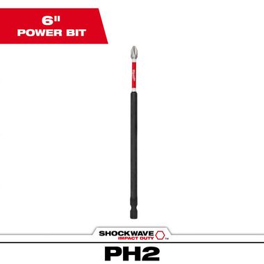 Milwaukee SHOCKWAVE 6 in. Phillips #2 Impact Power Bit