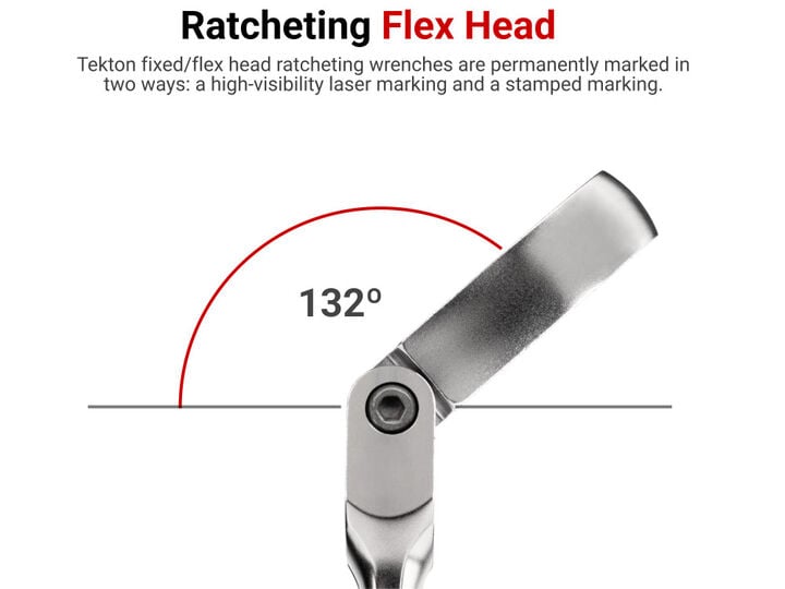 Tekton 15/16 Inch Long Fixed/Flex Head 12 Point Ratcheting Box End Wrench, large image number 3