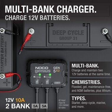 Noco Battery Charger 12V 2 Bank 10A On Board, large image number 1