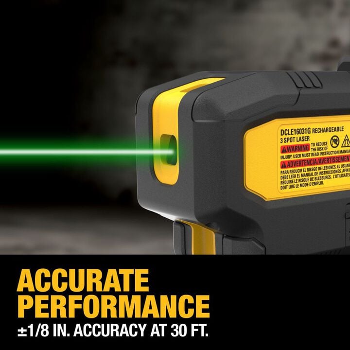 DEWALT USB Rechargeable Green 3 Spot Laser, large image number 3