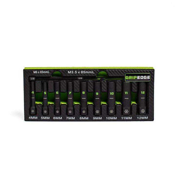 GripEdge Tools Rounding Prevention Technology 1/4 Inch Drive Metric Deep Socket Extractor Set 9 Pieces
