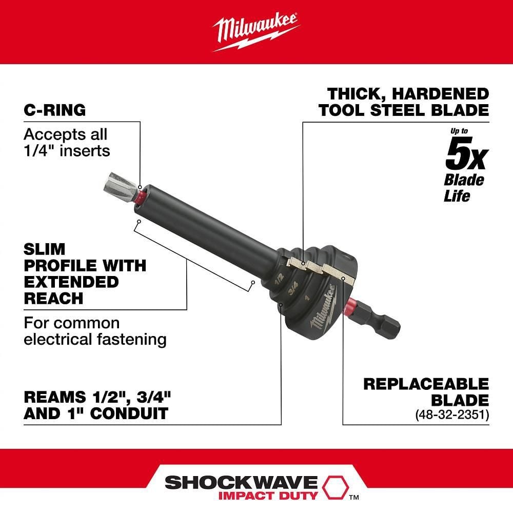 Milwaukee SHOCKWAVE Conduit Reaming Bit Holder, large image number 2