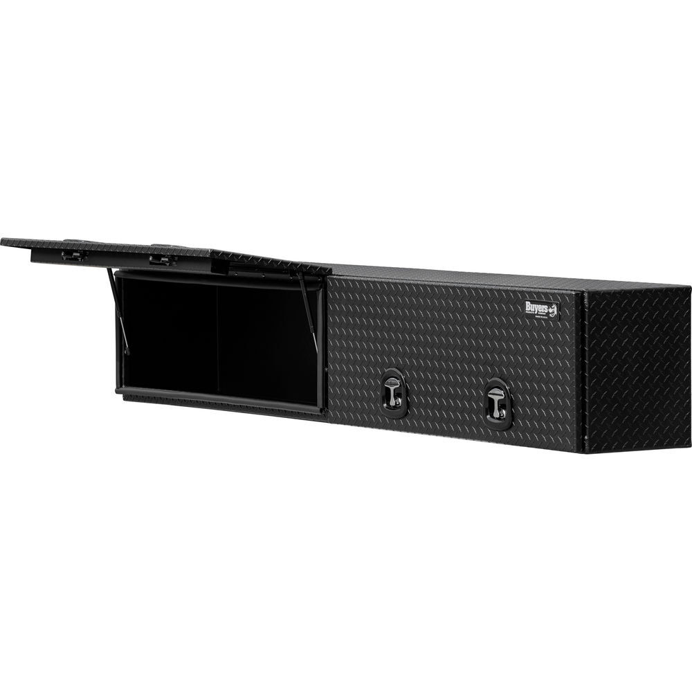 Buyers Products Company 16x13x96 Inch Matte Black Diamond Tread Aluminum Topsider Truck Box with Flip-Up Doors, large image number 5