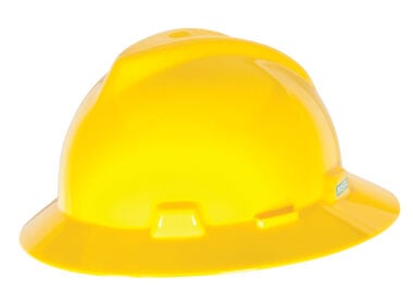 MSA Safety Works V Gard Slotted Full Brim Hard Hat Yellow with Fas Trac III Suspension