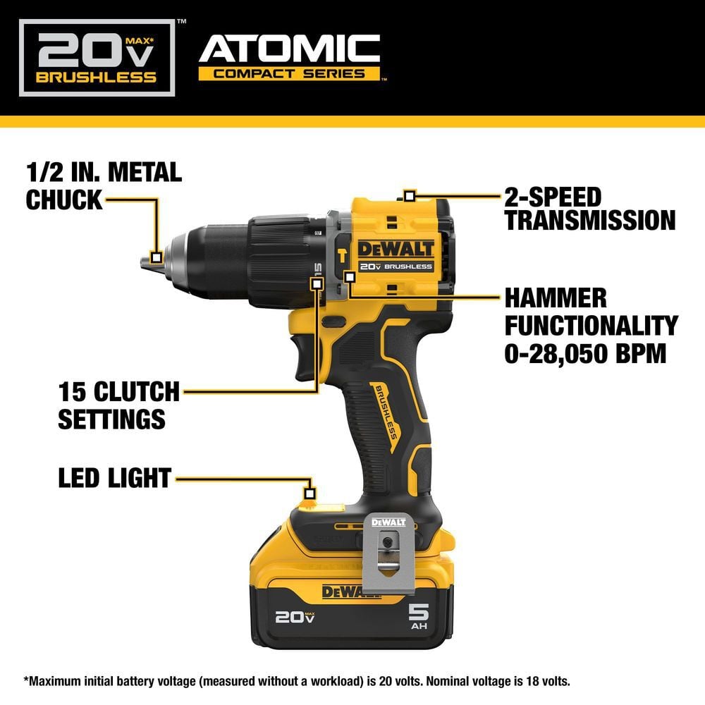 DEWALT 20V MAX ATOMIC Drill/Driver Kit, large image number 5