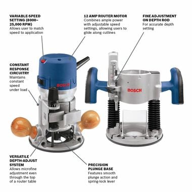 Bosch Reconditioned 2.25 HP Plunge and Fixed-Base Router Kit, large image number 1