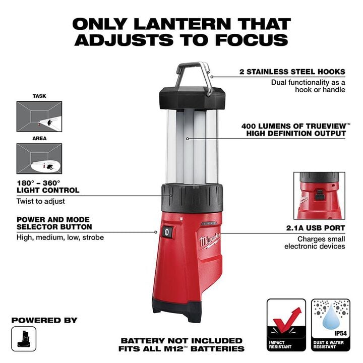 Milwaukee M12 Cordless Lithium-Ion LED Lantern (Bare Tool), large image number 1