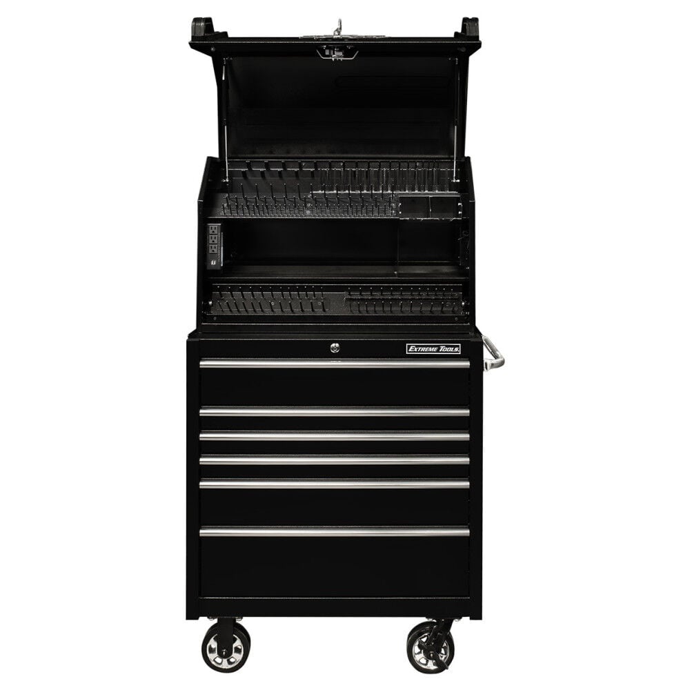 Extreme Tools PWSRC3620 PWS Series 36in. W x 20in. D Extreme Portable Workstation and 6-Drawer Roller Cabinet Combo is a convenient tool organization