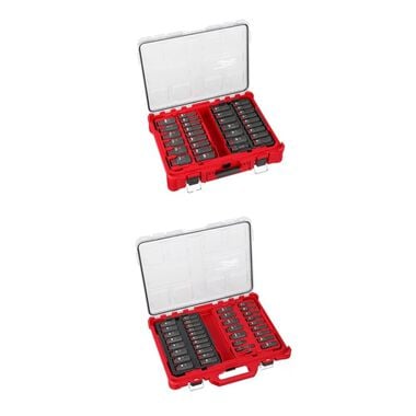Milwaukee SHOCKWAVE 31-Piece Packout 1/2 Inch Socket Set, 36-Piece Packout 3/8 Inch Socket Set Bundle