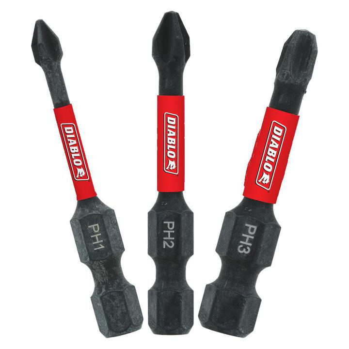 Diablo Tools 2 Inch Phillips Drive Bit Assorted Pack 3 Piece