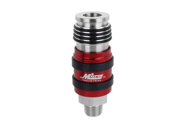 Milton 2 In ONE Universal Safety Exhaust Coupler  3/8in MNPT x 3/8in Body Flow, large image number 0