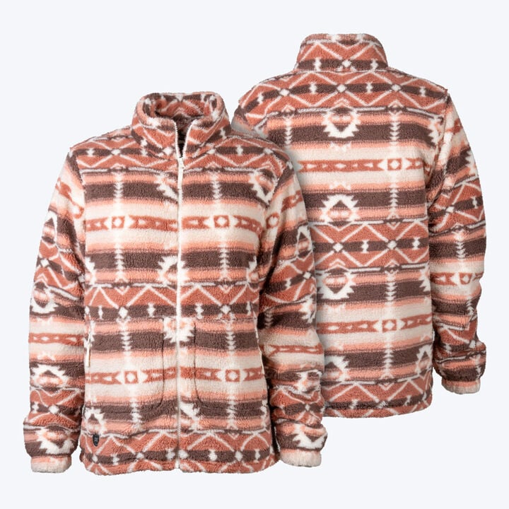 Mobile Warming Womens Upland Sherpa Clay Aztec Printed Long Jacket Kit Medium