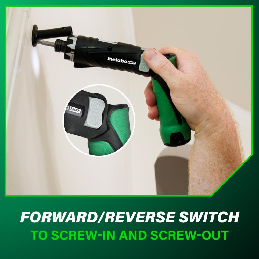 Metabo HPT 3.6V 1/4 Inch Hex Drive Screwdriver, 1.5 Ah Li-Ion, 44 in/Lbs Torque, 2 Batteries & 2pk Magnetic Driver Bits No. 2 Square Bundle, large image number 8