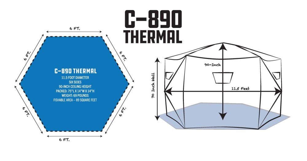 Clam Outdoors C-890 Thermal Hub Shelter 114478 - Acme Tools