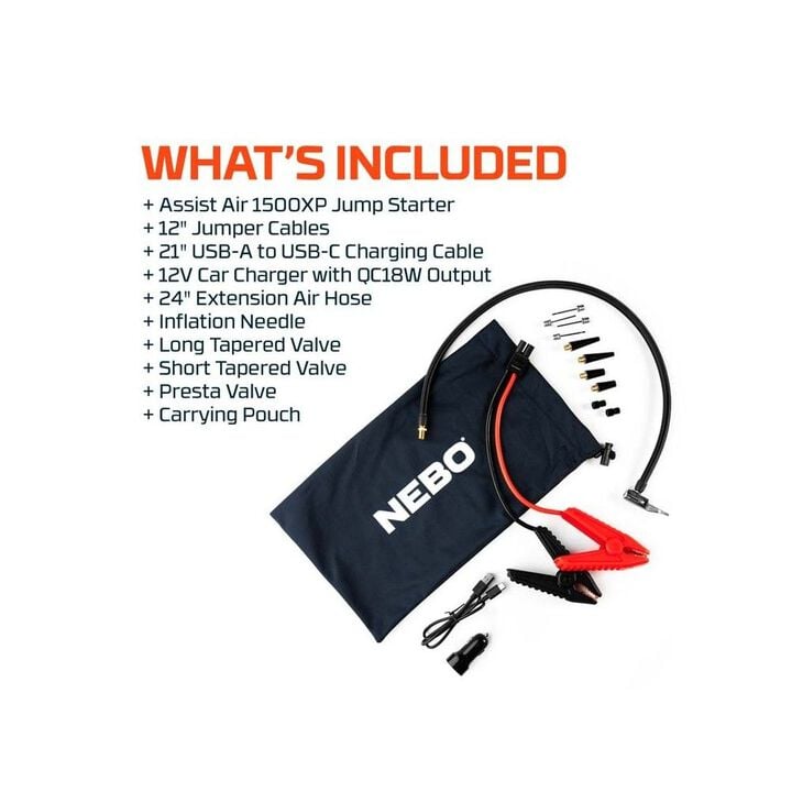 Nebo Assist Air 1500XP Jump Starter with Air Compressor with Patented Spark-Proof Design, large image number 1
