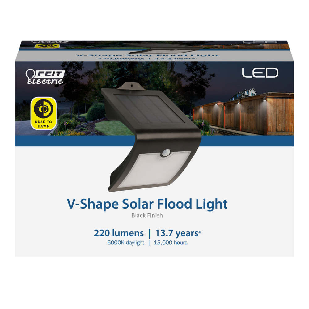 Feit Electric 220 Lumens 5000K Battery Solar Powered LED Floodlight with Sensor Black, large image number 2