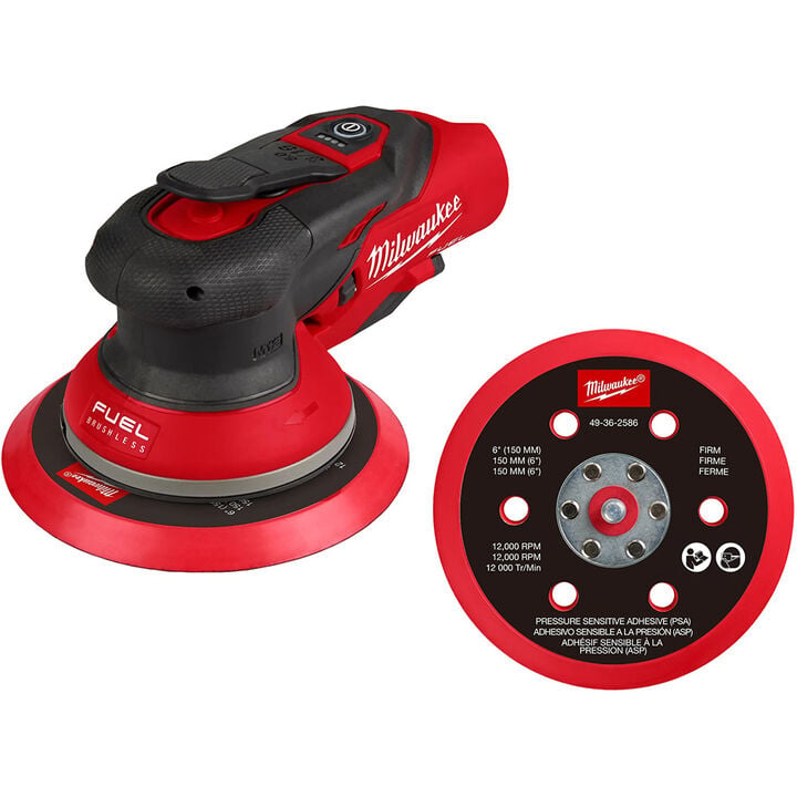 Milwaukee M12 FUEL 6 Inch Random Orbital Sander, 3/16 Inch (Bare Tool)