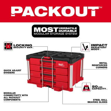 Milwaukee PACKOUT 4-Drawer Tool Box, large image number 1