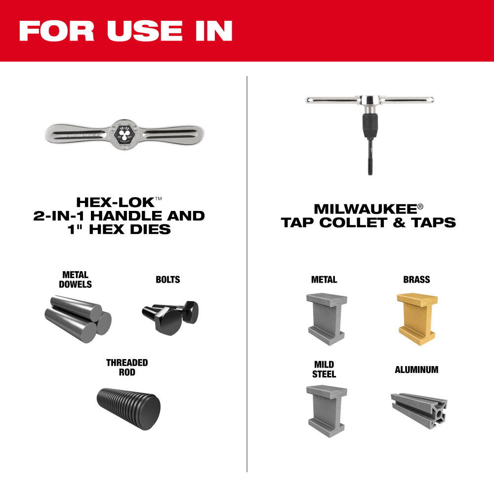 Milwaukee SAE & Metric Tap & Die PACKOUT Set with HEX-LOK 2-in-1 Handle 107 Pieces, large image number 3
