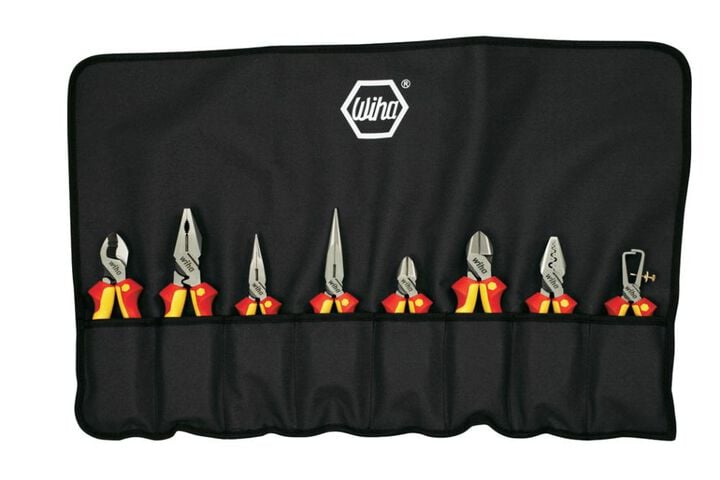 Wiha Insulated Industrial Pliers Cutters Set with Canvas Pouch 8pc, large image number 3