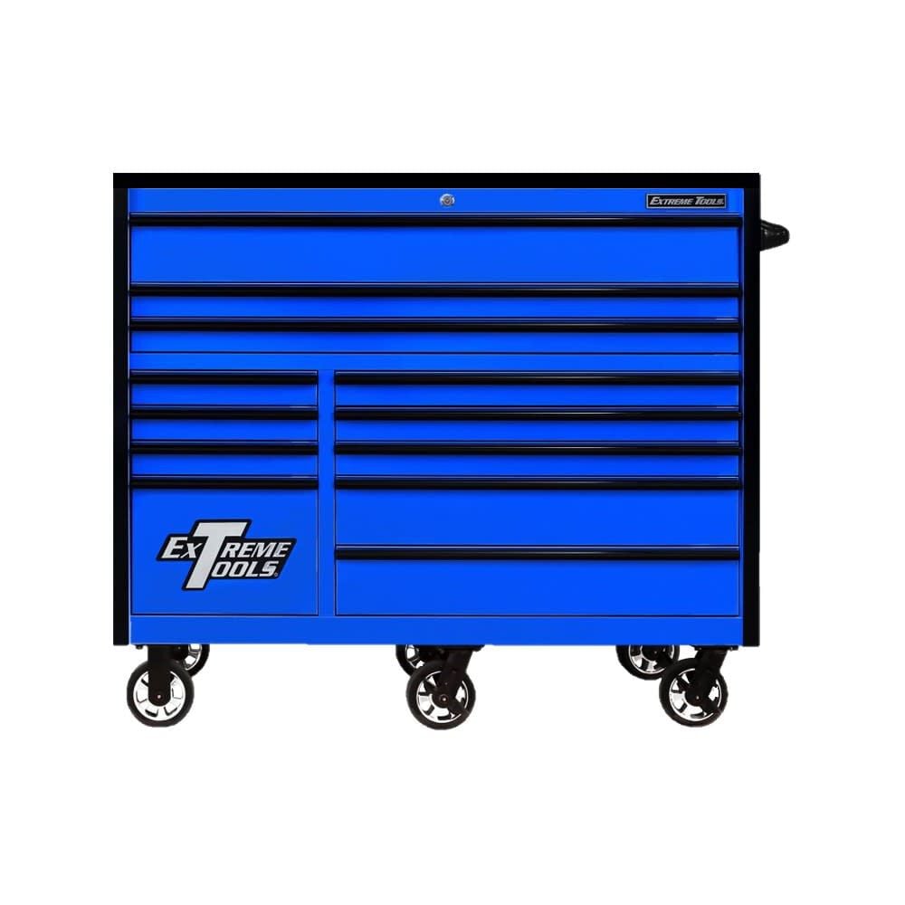 Extreme Tools 55in Blue Roller Cabinet with Black Drawer Pulls – RX552512RCBLBK-X