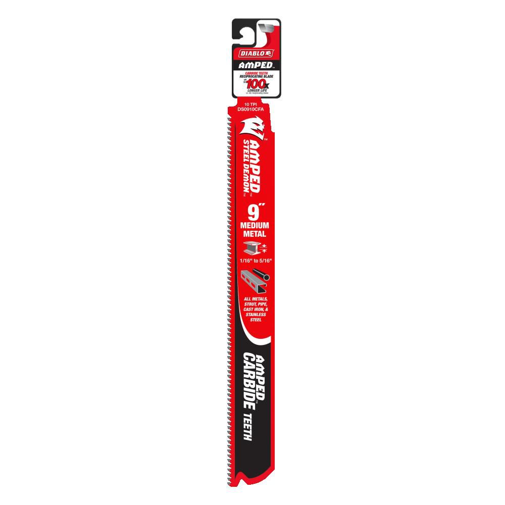 Diablo DS0910CFA3 Diablo 9 in. 10 TPI Steel Demon® Amped™ Medium Metal Carbide Reciprocating Saw Blade (3-Pack) main image 1