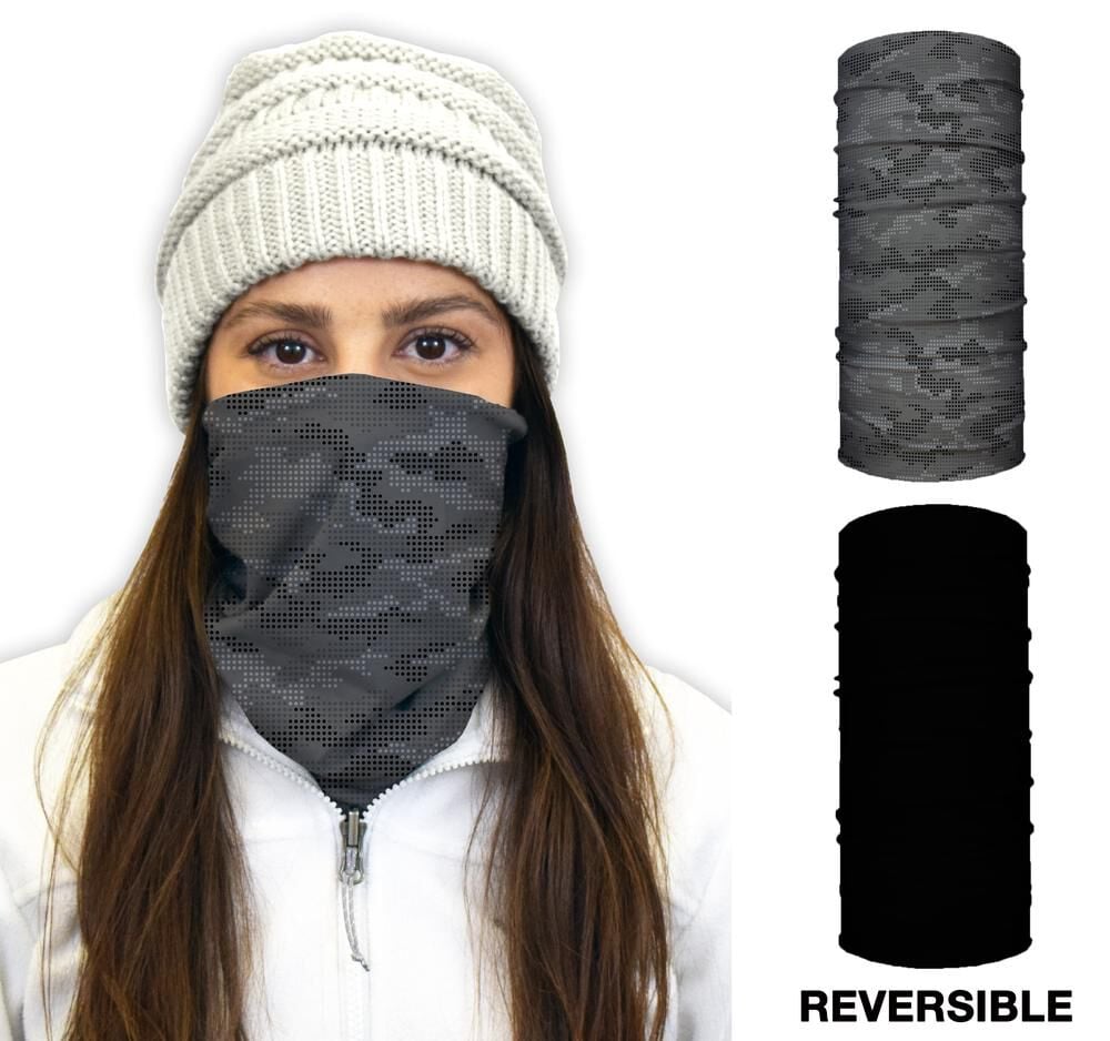 John Boy Thermal Face Guard Reversible Grey Camo and Black Pattern, large image number 2