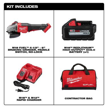 Milwaukee M18 FUEL 4-1/2 in.-6 in. No Lock Braking Grinder with Paddle Switch Kit, large image number 16