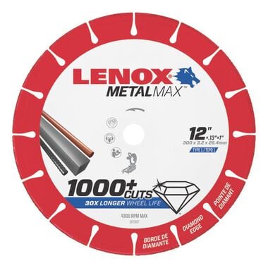 Lenox 12 In. x 1 In. MetalMax Diamond Cutoff Wheel CH, large image number 0