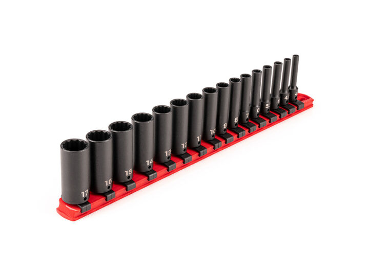 Tekton 1/4 Inch Deep 12 Point Impact Socket Set, 16 Piece (4-17 mm), large image number 0