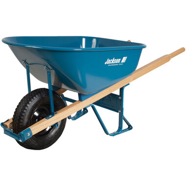 True Temper 6 Cubic Foot Steel Contractor Wheelbarrow with Flat Free Tire