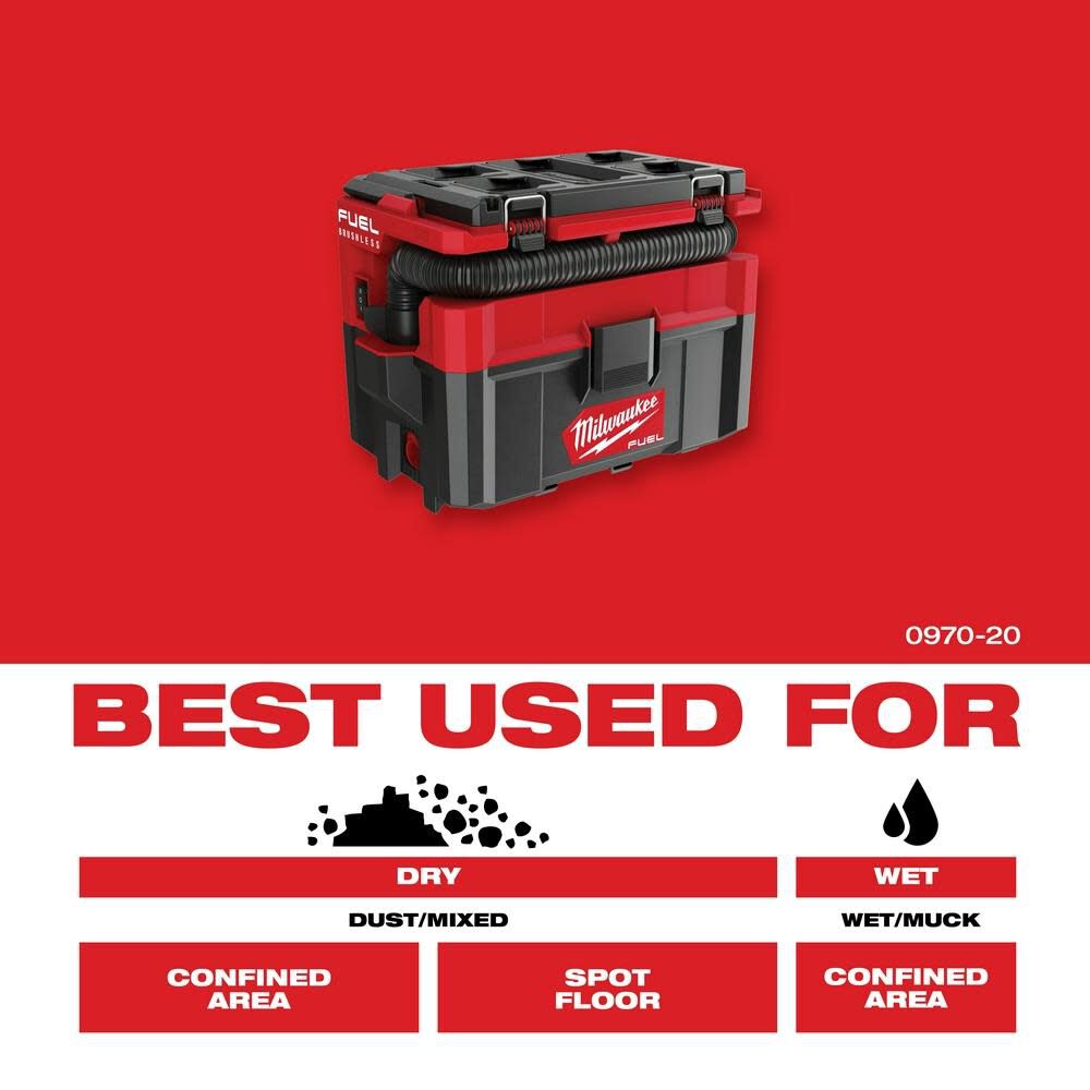 Milwaukee M18 FUEL PACKOUT 2.5 Gallon Wet Dry Vacuum Bare Tool
