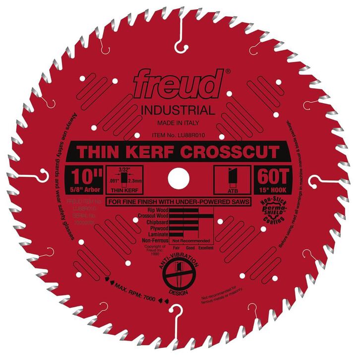 Freud 10in Thin Kerf Fine Finish Crosscut with Perma-SHIELD Coating