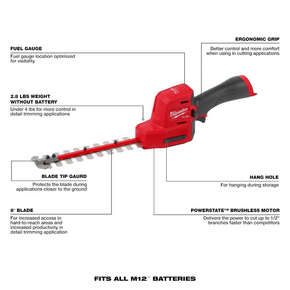 Milwaukee M12 Fuel 8 In Hedge Trimmer Bare Tool 2533 20 Sansujyuku sansujyuku.com