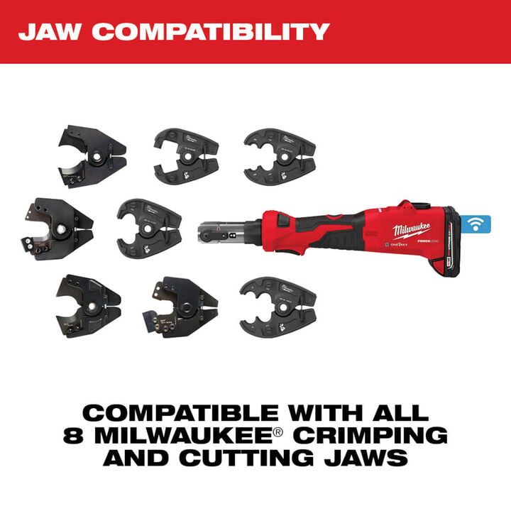 Milwaukee M18 FORCE LOGIC 6 Ton Linear Utility Crimper with BG-D3 Jaw and Cutting Jaws, large image number 5