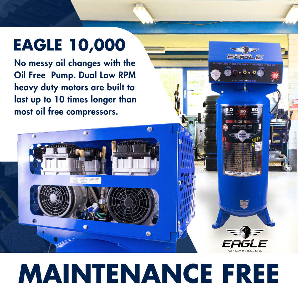 Eagle Compressor Silent Series Air Compressor 60 Gallon Electric Portable, large image number 14