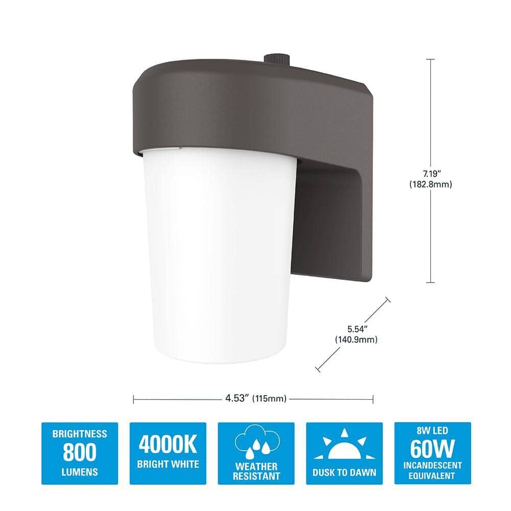 Halo FE Series 800 Lumen 4000K LED Entry Light Wall Sconce Bronze, large image number 3