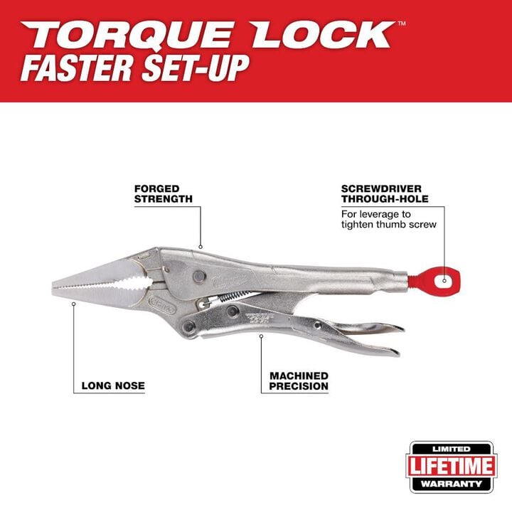 Milwaukee 4in Long Nose Locking Pliers, large image number 1